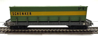 JOUEF HO 6616 B, WAGON PLATEFORME RANCHER PORTE CONTAINER SCHENKER, SNCF TYPE TP - Photo 1/4