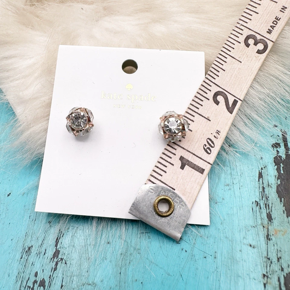 Nuevo Kate Spade Nueva York Cristal Dama Mermelada Oro Rosa Circonita Redonda Pendientes Foto 4 de 4