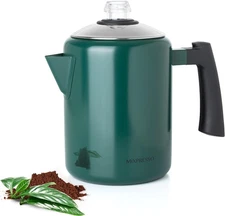 Mixpresso Green Stainless Steel Coffee Percolator Stovetop, 37oz Dark 
