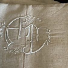 drap ancien en lin monnogrammé   Neuf