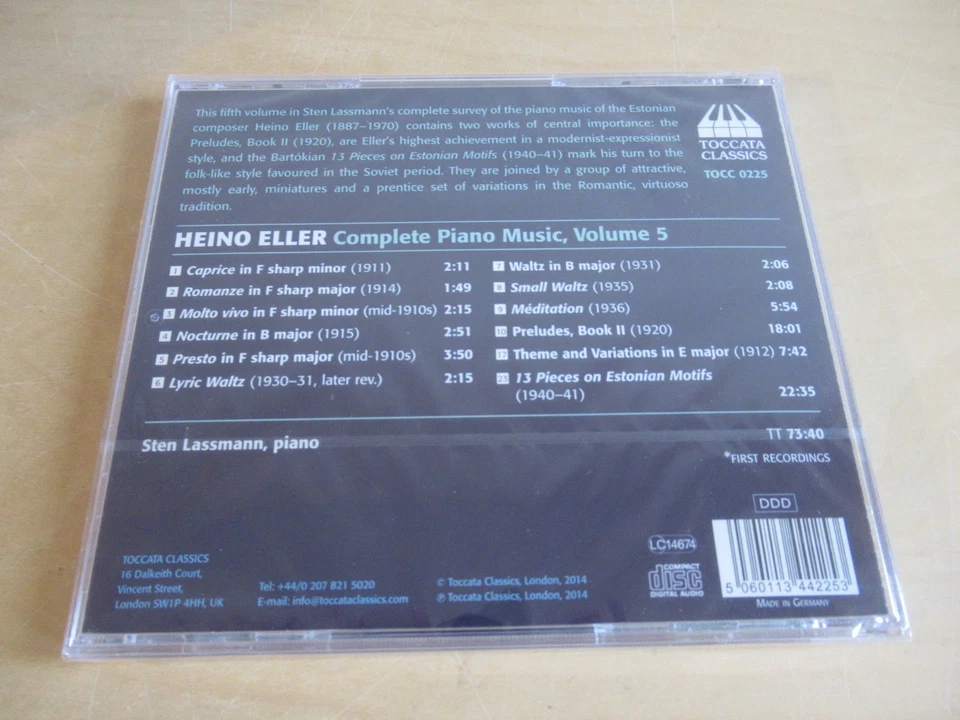 Heino Eller-Complete Piano Music Vol.5, 13 Pieces on ...-Sten Lassmann-sealed CD - Bild 2 von 3