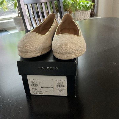 Talbots New In Box PALAMIL Beige With Gold Trim Escadrille 9.5 M