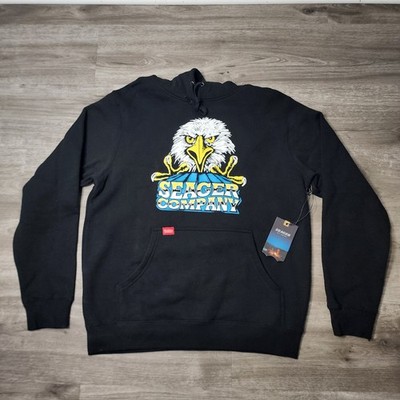 New! Seager Western Baldy Mid-Weight Hoodie Black Eagle Graphic Men Size Large
