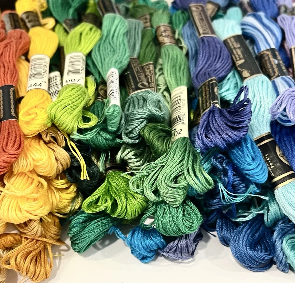 Lot of 315 Embroidery Floss Thread Skeins DMC JP Coats Galaxy Partials Fabric (C - Image 3 of 4