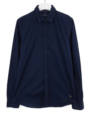 SCOTCH & SODA Chemise Stretch Homme L Bleu Marine Manches Relevables Logo - Photo 1/4