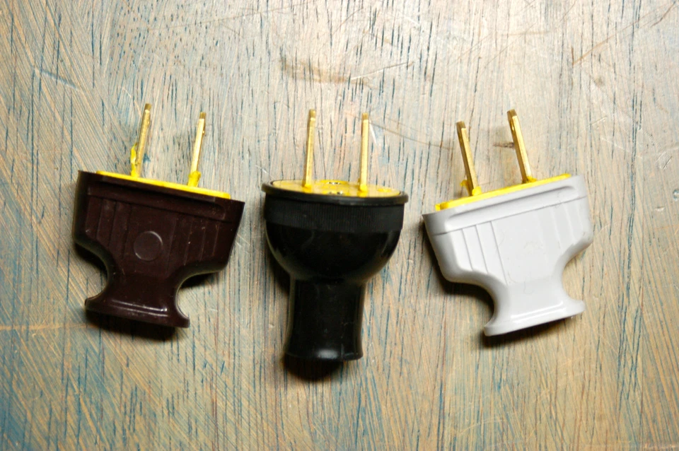 Vintage Style 2 Prong Electrical Plug Black Brown or White, Great w. Cloth Wire  - Image 2 of 4