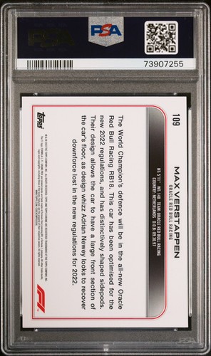 Max Verstappen, Checker Flag Refractor #109 - 2022 Topps Chrome F1 - PSA 10 - Picture 2 of 4