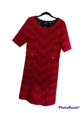 Liz Claiborne Career Dress Size M, Simply Romantic, Cabaret Red Stripe