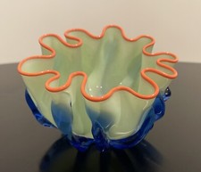 Epiphany Glass Studio Splash Bowl Signed Epiphany Artist April Wagner Sea Form
