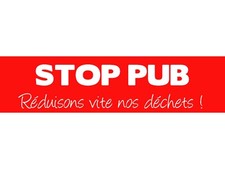 plaque ou etiquette boite aux lettres STOP PUB - Dechets - Rouge 100x25mm