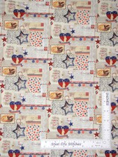 Patriotic Thoughts American Stars Heart Eagle Cotton Fabric CP69630 By The Yard