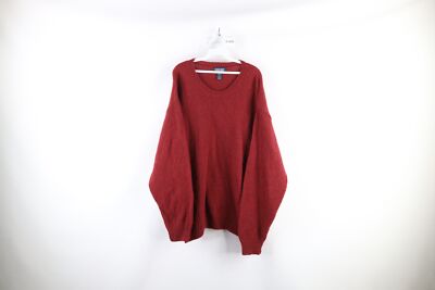 Vintage 90s Lands End Mens XL Blank Wool Blend Knit Crewneck 