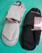 2 Pairs of Bobbie Brooks Ladies L/XL Soft Slippers 1Gray And 1Black Brand New