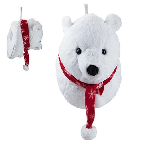 Motion Activated Christmas Singing Moving Mouth Polar Bear Head Decoration - 第 7/8 張圖片