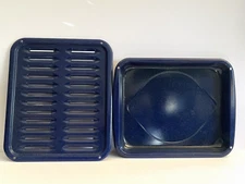 Blue Speckled Heavy Duty Frigidaire Range Broil Pan and Insert Xlnt!