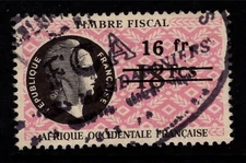 French West Africa 1950s 16f on 18f Used - S37930