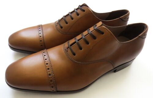 SALVATORE FERRAGAMO Brown Leather Brogue Oxford Shoes 8.5 US 42.5 Euro 7.5 UK - Afbeelding 1 van 14