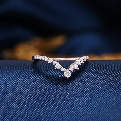 Alianza de compromiso vintage de moissanita, anillo de boda para mujer alianza de plata de ley. - Imagen 3 de 7