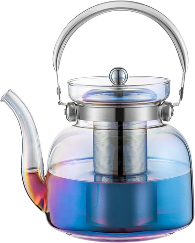 50 Oz(1500Ml) Glass Teapot Kettle with Lid, Removable Stainless Steel Infuser an