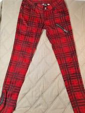Vintage LIP SERVICE Pants Sz 26 Black Red Ankle Zips Punk Rock Goth Grunge Y2K