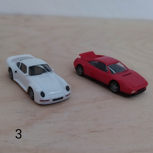 2x Modellauto H0 1:87 Herpa Sportwagen Ferrari 348 & Porsche 959 Motorhaube