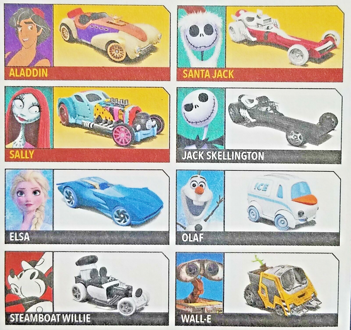 Disney Hot Wheels Character Cars Nightmare Before Christmas Frozen
