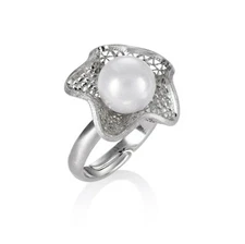 Adjustable Cocktail Ring with a Pearl for Women