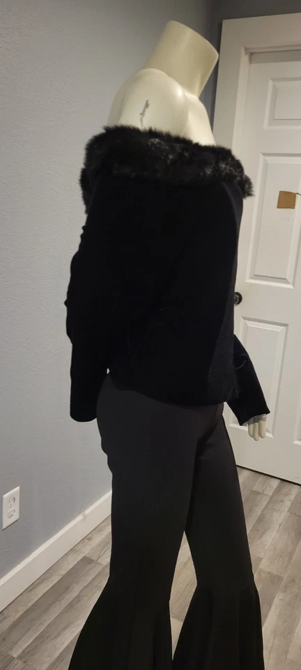 Terciopelo Off The Shoulder vintage con cuello de piel de Y2K grunge estilo gótico XL Foto 4 de 4