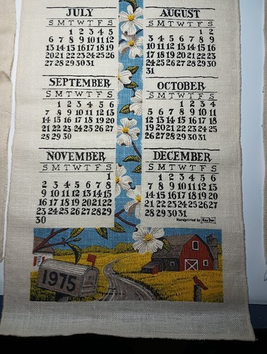 Vintage 70er Jahre Vogel Leinen/Stoff Kalender Konvolut (4) RAR ALLE VERSCHIEDEN - Bild 4 von 10