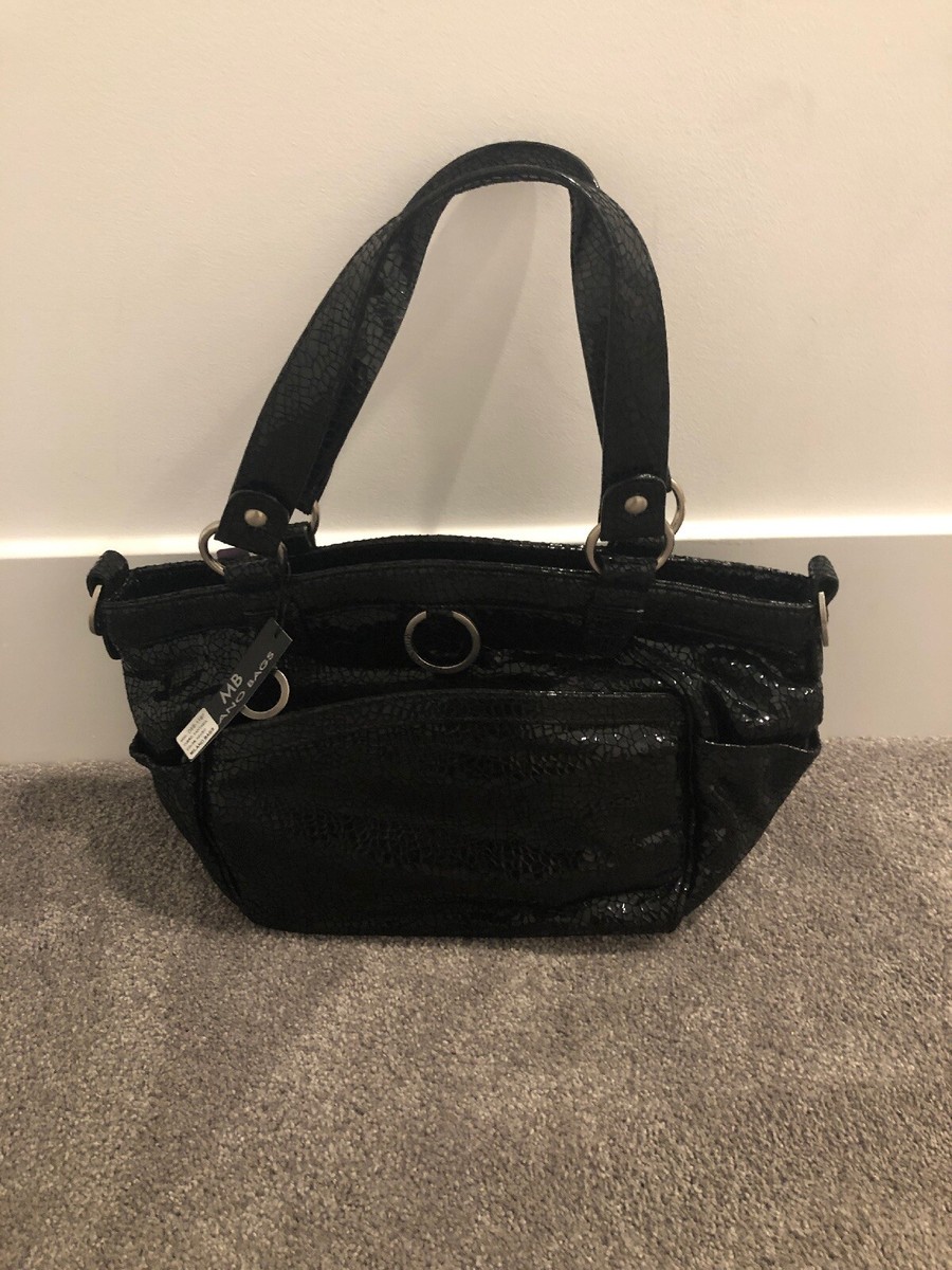 Milano Bags NWT Shiny Leather Black Animal Print Purse/Handbag