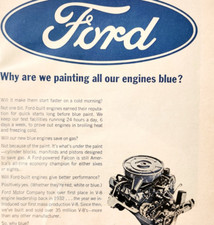 1966 Ford Motor Blue Engines Advertisement Automobilia V8 Motors Vintage DWF27