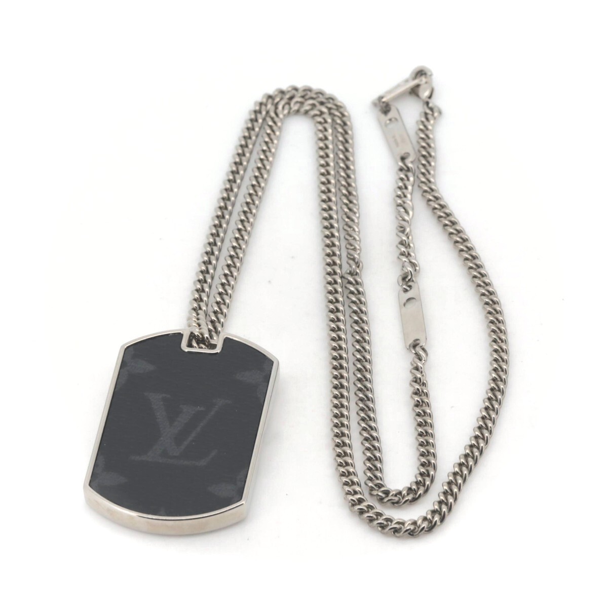 LOUIS VUITTON M63640 Plaque Monogram Eclipse Necklace LOUIS VUITTON M63640 Plaque Monogram Eclipse Necklace