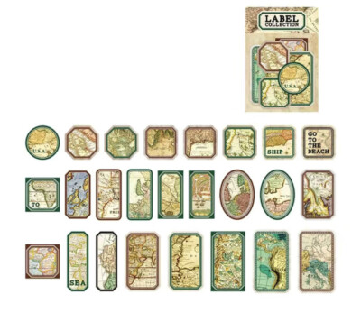 10pcs Label Style Map Stickers- Scrapbook, Journal, DIY Crafts & Card Making