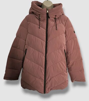 $245 DKNY Women's Pink Hooded Puffer Coat Jacket Size XL