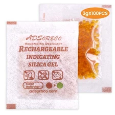 [3g 80p]Adsorbco Rechargeable Desiccant Packs, Indicating Silica Gel Packets