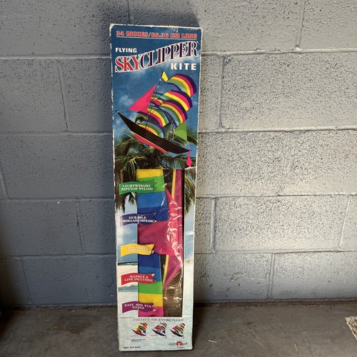 Vintage 2001 Flying Skyclipper Ship Boat 34" Rainbow Kite 3D New in Box