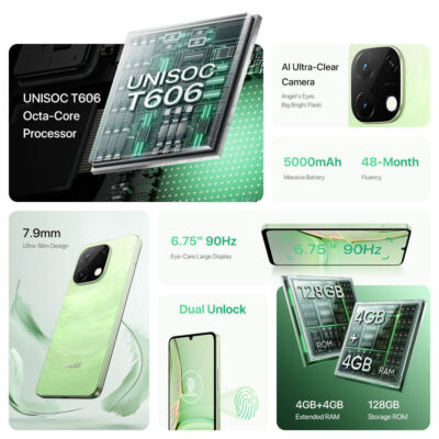 UMIDIGI G9T 4GB+4GB 128GB Dual SIM 6.75” Unlocked Android 14