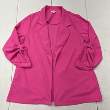 Andr e By Unit Hot Pink Collared Blazer Jacket Side Pockets Women  s Size Large