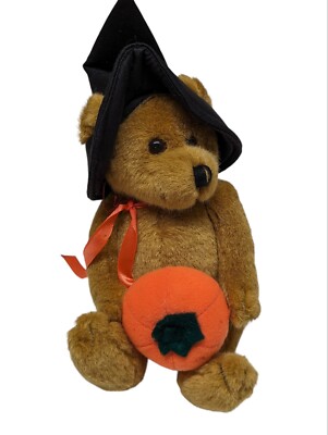Jerry Elsner Halloween Pumpkin Witch Jointed Brown Bear Plush Stuffed ...