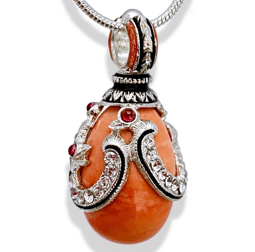 925 Silver Black Onyx Faberge Egg Jewelry Set Swarovski Crystals Genuine Garnets - Picture 10 of 18