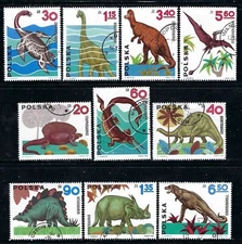 Poland 1965 10v CTO NH Dinosaurs Prehistoric Animals