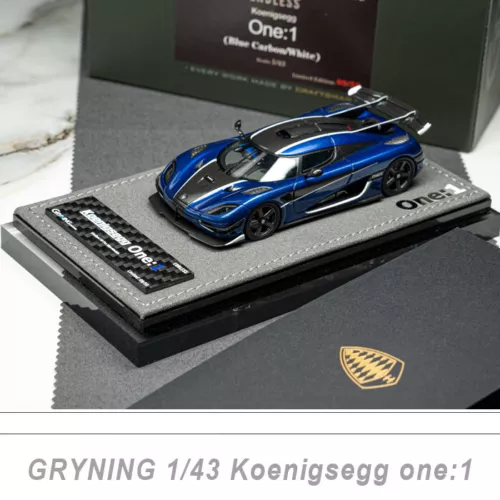 GRYNING 1:43 Koenigsegg One:1 Blue Carbon Diecast Model Car Collection - Picture 2 of 8