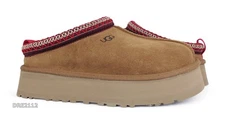 UGG Tazz Chestnut Suede Fur Slippers 1121553 Womens Size 8 -NIB-