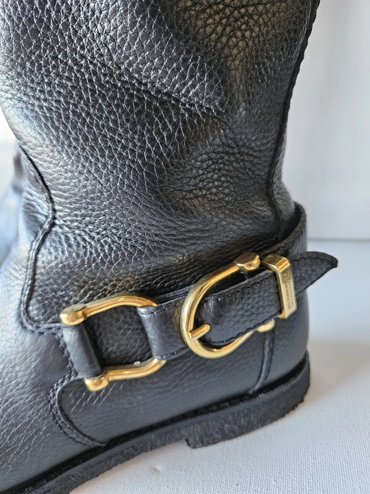 Burberry Equestrian Pebbled Leather Horse Boots Made In Italy 39 Sz 8 TK - Image 2 of 4
