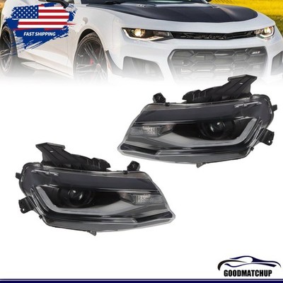 For 2016-2018 Chevy Camaro Halogen Projector Headlights w/DRL LED Switchback