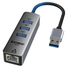 4-in-1 USB 3.0 to RJ45 Hub 3x USB 3.0 Gigabit Ethernet Adapter for Laptop