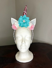 Handmade Floral Unicorn Headband- Light Pink,...