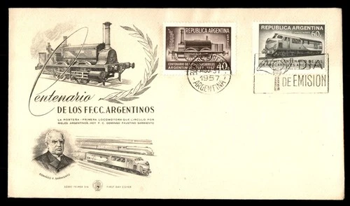 Mayfairstamps Argentina FDC 1957 Locomotives Combo Domingo Sarmiento First Day C