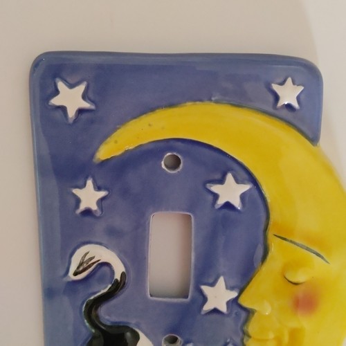 Cow Moon Ceramic Hand painted Single Toggle Light Switch Wall Plate Nursery - Picture 6 of 13