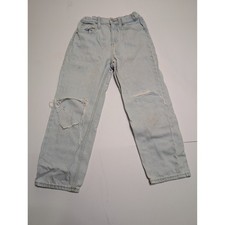 Old Navy Slouchy Straight High Rise Light Wash Distressed Jeans Girls Size 10